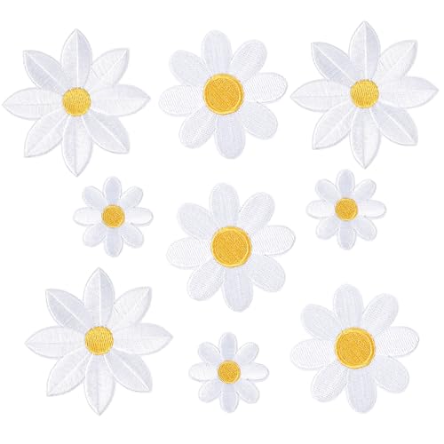 9 x Blumen-Aufnäher zum Aufbügeln, 3 Größen, zum Aufbügeln, Gänseblümchen-Applikation für Kleidung, Hosen, Hüte, Blumen-Aufnäher für Mädchen und Frauen 9 x Blumen-Aufnäher zum Aufbügeln, 3 Größen, zum Aufbügeln, Gänseblümchen-Applikation für Kleidung, Hosen, Hüte, Blumen-Aufnäher für Mädchen und Frauen von Aeaocvo