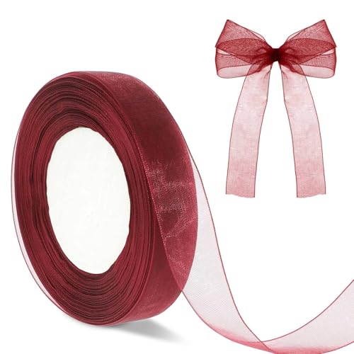 Aeaocvo 45 m Rotwein Organzaband, 20 mm Breit Geschenkband Organza, Durchscheinende Geschenkband Chiffon, Schleifenband für Weihnachten, Hochzeiten, Geburtstag, Geschenk Dekorationen Aeaocvo 45 m Rotwein Organzaband, 20 mm Breit Geschenkband Organza, Durchscheinende Geschenkband Chiffon, Schleifenband für Weihnachten, Hochzeiten, Geburtstag, Geschenk Dekorationen von Aeaocvo