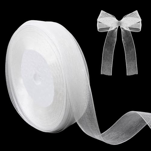 Aeaocvo Weiss Chiffon Geschenkband, 20 mm Breit Weiß Organzaband, 45 m Durchscheinende Geschenkband Organza für Weihnachten, Hochzeiten, Festgeschenke, Geburtstag, Geschenk Dekorationen Aeaocvo Weiss Chiffon Geschenkband, 20 mm Breit Weiß Organzaband, 45 m Durchscheinende Geschenkband Organza für Weihnachten, Hochzeiten, Festgeschenke, Geburtstag, Geschenk Dekorationen von Aeaocvo