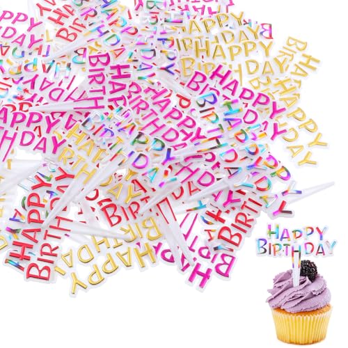 Cupcake-Topper "Happy Birthday", bunte Cupcake-Topper, Geburtstag, kleine Happy Birthday-Kuchenaufsätze, Happy Birthday, Cupcake-Picks, Dessert-Topper, Dekoration für Geburtstag, Party, Jahrestag, 100 Cupcake-Topper "Happy Birthday", bunte Cupcake-Topper, Geburtstag, kleine Happy Birthday-Kuchenaufsätze, Happy Birthday, Cupcake-Picks, Dessert-Topper, Dekoration für Geburtstag, Party, Jahrestag, 100 von Aeaocvo