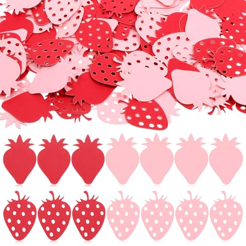 Erdbeer-Konfetti, Tischkonfetti für Erdbeer-Kurzkuchen, Babyparty-Dekorationen, rosa und rotes Konfetti für Erdbeer-Party-Dekoration, 100 Stück Erdbeer-Konfetti, Tischkonfetti für Erdbeer-Kurzkuchen, Babyparty-Dekorationen, rosa und rotes Konfetti für Erdbeer-Party-Dekoration, 100 Stück von Aeaocvo