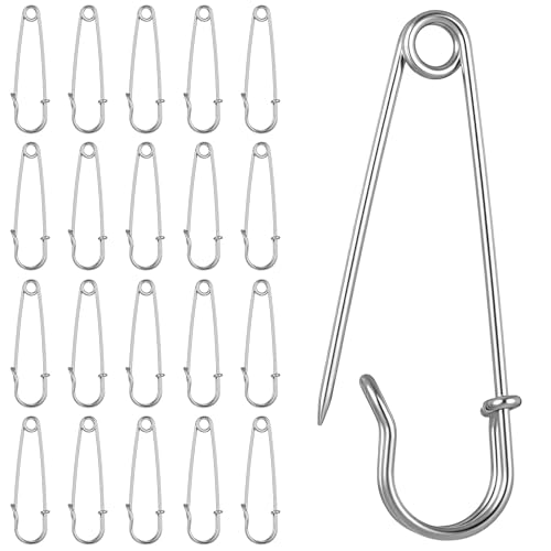 Sicherheitsnadeln Groß 20 Stück, 5 cm Silber Sicherheitsnadeln Schwerlast, Stahlnadeln für Stoffe, Decken, Kleidung, Handwerk und Leinwandarbeiten von Aeaocvo