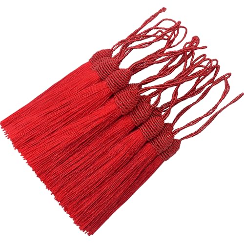 30 Stück Mini Quasten Anhänger Seidige Weiche Basteln Klein Schmuckherstellung Zubehör für DIY Lesezeichen, Frau Ohrring Schmuck, Schlüssel und Vorhang Personalisiert Geschenk Deko (Rot) von AebDerp