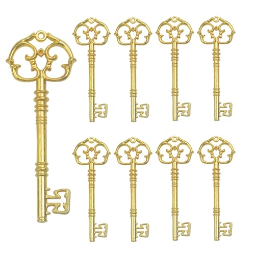 AebDerp 20 Stück Skelett Vintage Schlüssel Anhänger Deko Charms Basteln Set für DIY Schmuckanhänger Halskette Hochzeit Schlüsselanhänger Party Geburtstag Geschenke Zubehör (Antikes Gold) von AebDerp