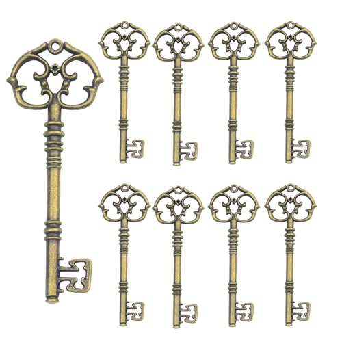 AebDerp Vintage Schlüssel Anhänger DIY Deko: 20 Stück Skelett Charms Basteln Set für Schmuckanhänger Halskette Hochzeit Schlüsselanhänger Party Geburtstag Geschenke Zubehör(Antike Bronze) von AebDerp