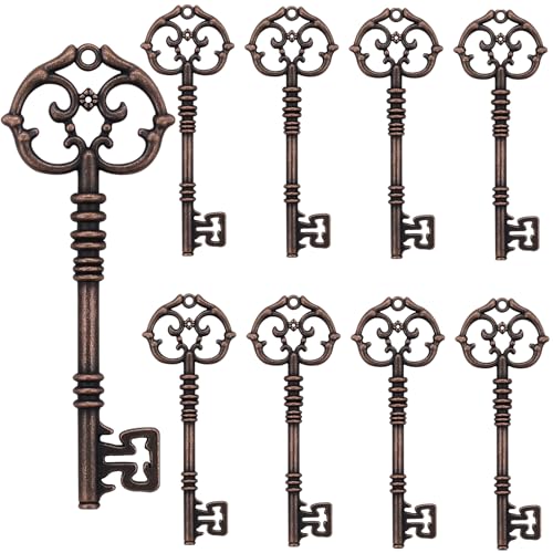 AebDerp Vintage Schlüssel Anhänger DIY Deko: 20 Stück Skelett Charms Basteln Set für Schmuckanhänger Halskette Hochzeit Schlüsselanhänger Party Geburtstag Geschenke Zubehör(Antikes Kupfer) von AebDerp