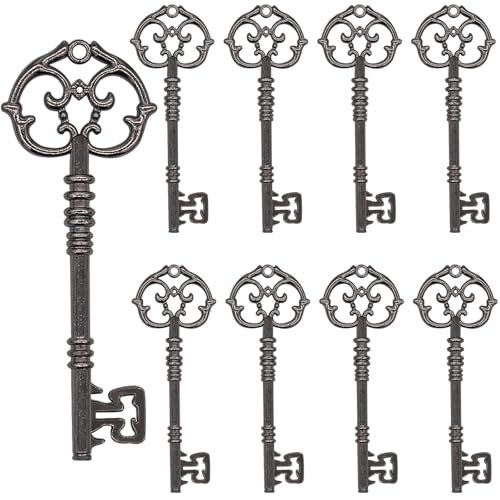 AebDerp Vintage Schlüssel Anhänger DIY Deko: 20 Stück Skelett Charms Basteln Set für Schmuckanhänger Halskette Hochzeit Schlüsselanhänger Party Geburtstag Geschenke Zubehör(Black) von AebDerp