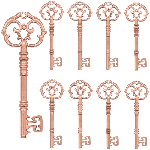 AebDerp Vintage Schlüssel Anhänger DIY Deko: 20 Stück Skelett Charms Basteln Set für Schmuckanhänger Halskette Hochzeit Schlüsselanhänger Party Geburtstag Geschenke Zubehör(Roségold) von AebDerp