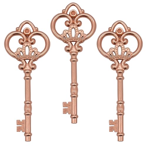 AebDerp Vintage Schlüssel DIY Hochzeit Anhänger: 20 Stück Antike Charms Basteln Set für Schmuckanhänger, Halskette, Schmuckherstellung Deko, Party und Geburtstag Geschenke Projekte(Roségold) von AebDerp