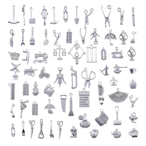 DIY Ohrring Charm Schmuck Anhänger: 62Stück Mini Silber Metall Aesthetic Leben Basteln Kit Hochzeit Geschenk Deko Klein Armband Perl Kett Halskett Bastelset Schlüsselanhänger Zubehör Für Jung von AebDerp