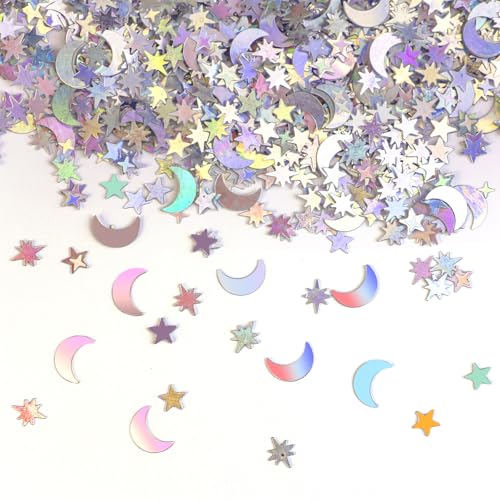 4000 Stück Stern-Mond-Konfetti, 10 mm, bunt, metallische Glitzerfolie, Konfetti, Glitzer für Party, Hochzeit, Festival, Dekoration 4000 Stück Stern-Mond-Konfetti, 10 mm, bunt, metallische Glitzerfolie, Konfetti, Glitzer für Party, Hochzeit, Festival, Dekoration von Aecsze