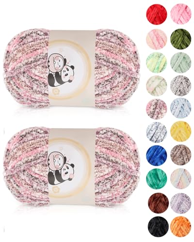 Aeelike 200g Dicke Chenille Wolle zum Handstricken, Weich Chunky Chenille Fluffy Strickgarn, Flauschige Samt Velvet Chenille Garn zum Häkeln, Warme Plüschwolle für Mützen, Schals, Decken, Rose Gold Aeelike 200g Dicke Chenille Wolle zum Handstricken, Weich Chunky Chenille Fluffy Strickgarn, Flauschige Samt Velvet Chenille Garn zum Häkeln, Warme Plüschwolle für Mützen, Schals, Decken, Rose Gold von Aeelike