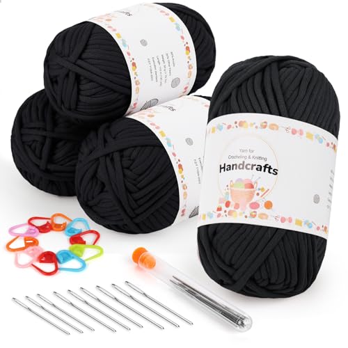 Aeelike 200g Dicke Wolle zum Stricken, Garn zum Häkeln mit gut Sichtbaren Maschen, Einfaches Chunky Strickwolle für Anfänger, Kein Geteiltes Sperriges Baumwollgarn, Schwarz Yarn Textilgarn Aeelike 200g Dicke Wolle zum Stricken, Garn zum Häkeln mit gut Sichtbaren Maschen, Einfaches Chunky Strickwolle für Anfänger, Kein Geteiltes Sperriges Baumwollgarn, Schwarz Yarn Textilgarn von Aeelike