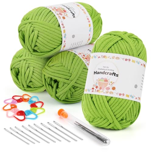 Aeelike 200g Dicke Wolle zum Stricken mit Zubehör, Garn zum Häkeln mit gut Sichtbaren Maschen, Einfaches Chunky Strickwolle für Anfänger, Kein Geteiltes Sperriges Baumwollgarn, Grün Yarn Textilgarn Aeelike 200g Dicke Wolle zum Stricken mit Zubehör, Garn zum Häkeln mit gut Sichtbaren Maschen, Einfaches Chunky Strickwolle für Anfänger, Kein Geteiltes Sperriges Baumwollgarn, Grün Yarn Textilgarn von Aeelike