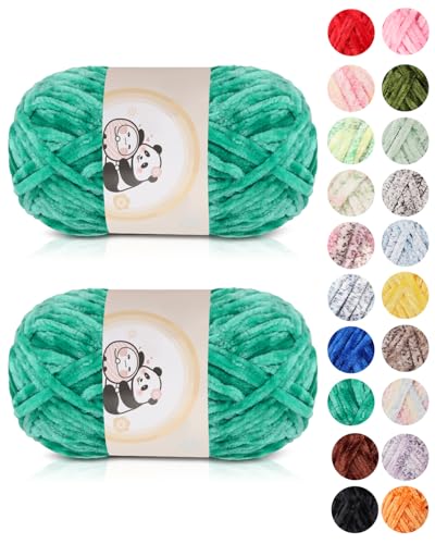 Aeelike 200g Warme Chenille Strickgarn zum Häkeln, Flauschige Dicke Wolle zum Handstricken, Samt Velvet Babywolle zum Stricken, Weich Plüschwolle für Amigurumis Babydecke, Smaragdgrün Aeelike 200g Warme Chenille Strickgarn zum Häkeln, Flauschige Dicke Wolle zum Handstricken, Samt Velvet Babywolle zum Stricken, Weich Plüschwolle für Amigurumis Babydecke, Smaragdgrün von Aeelike