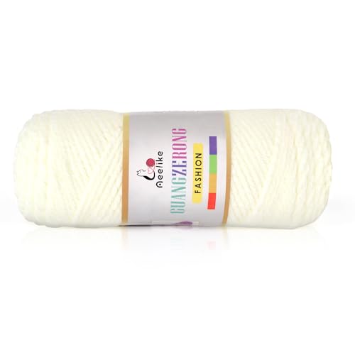 Aeelike 200g Warme Chenille Wolle zum Häkeln, Flauschige Dicke Garn zum Handstricken, 3 Ply Samt Velvet Babywolle zum Stricken, Weich Plüschwolle für Amigurumis Babydecke, Weiße Aeelike 200g Warme Chenille Wolle zum Häkeln, Flauschige Dicke Garn zum Handstricken, 3 Ply Samt Velvet Babywolle zum Stricken, Weich Plüschwolle für Amigurumis Babydecke, Weiße von Aeelike