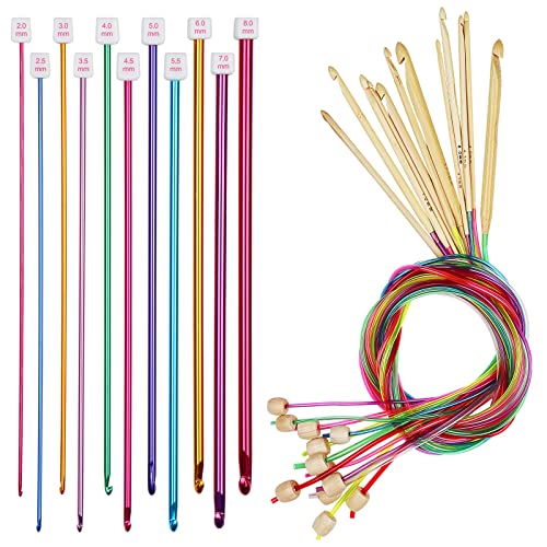 Aeelike 23 Stück Tunesische Häkelnadel,3,0-10 mm Bambus Tunesische Häkelnadeln Set mit Seil, 2,0-8,0 mm Metall Tunesische Afghanische Häkelnadel Set, für Decken, Schals, Ärmel und Andere Häkelprojekte Aeelike 23 Stück Tunesische Häkelnadel,3,0-10 mm Bambus Tunesische Häkelnadeln Set mit Seil, 2,0-8,0 mm Metall Tunesische Afghanische Häkelnadel Set, für Decken, Schals, Ärmel und Andere Häkelprojekte von Aeelike