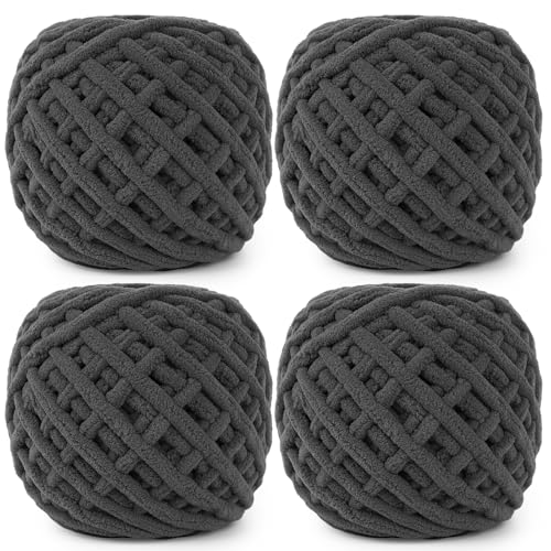 Aeelike 4 x 100 g Wolle, Mehrfarbiges Wolle zum Stricken, Dicke Wolle zum Weben von Kissen, Decken, Schals und Mützen Sowie Haustierbetten Verwendet Werden,Dicke Wolle zum Handstricken, Dunkelgrau Aeelike 4 x 100 g Wolle, Mehrfarbiges Wolle zum Stricken, Dicke Wolle zum Weben von Kissen, Decken, Schals und Mützen Sowie Haustierbetten Verwendet Werden,Dicke Wolle zum Handstricken, Dunkelgrau von Aeelike