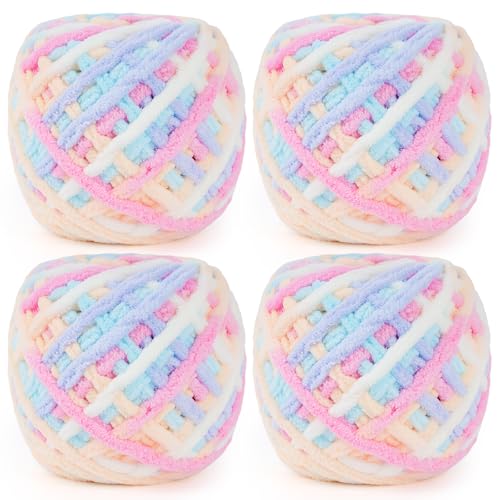 Aeelike 4 x 100 g Wolle, Mehrfarbiges Wolle zum Stricken, Dicke Wolle zum Weben von Kissen, Decken, Schals und Mützen Sowie Haustierbetten Verwendet Werden,Dicke Wolle zum Handstricken, Marshmallow Aeelike 4 x 100 g Wolle, Mehrfarbiges Wolle zum Stricken, Dicke Wolle zum Weben von Kissen, Decken, Schals und Mützen Sowie Haustierbetten Verwendet Werden,Dicke Wolle zum Handstricken, Marshmallow von Aeelike