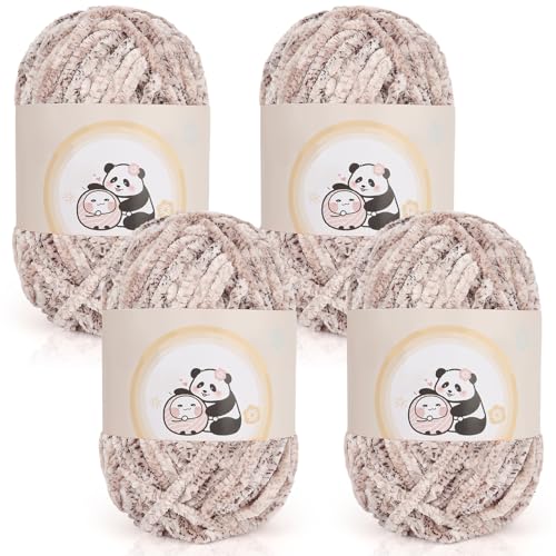 Aeelike 400g Chenille Garn zum Häkeln, Weich Chunky Chenille Fluffy Yarn, Flauschige Samt Velvet Chenille Wolle zum Stricken, Warme Plüschwolle für Mützen, Schals, Decken, Panther Pink von Aeelike