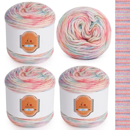 Aeelike 400g Farbverlaufsgarn Baumwolle Garn, 210m Super leichte Gradient Bobbel Wolle Farbverlauf, Superweiche Bunte Strickwolle zum Decke Pullover Schal Hüte, Ombré Sockenwolle, Regenbogen Aeelike 400g Farbverlaufsgarn Baumwolle Garn, 210m Super leichte Gradient Bobbel Wolle Farbverlauf, Superweiche Bunte Strickwolle zum Decke Pullover Schal Hüte, Ombré Sockenwolle, Regenbogen von Aeelike