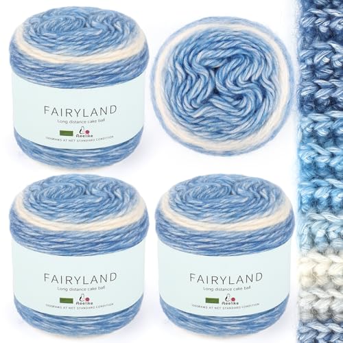 Aeelike 400g Farbverlaufsgarn Baumwolle zum Häkeln, 245m Super leichte Gradient Cupcakes Bobbel, Superweiche Mehrfarbiges Air Wolle zum Babydecke Pullover Schal Hüte, Ombré Knitting Yarn Set Blau-Gelb Aeelike 400g Farbverlaufsgarn Baumwolle zum Häkeln, 245m Super leichte Gradient Cupcakes Bobbel, Superweiche Mehrfarbiges Air Wolle zum Babydecke Pullover Schal Hüte, Ombré Knitting Yarn Set Blau-Gelb von Aeelike