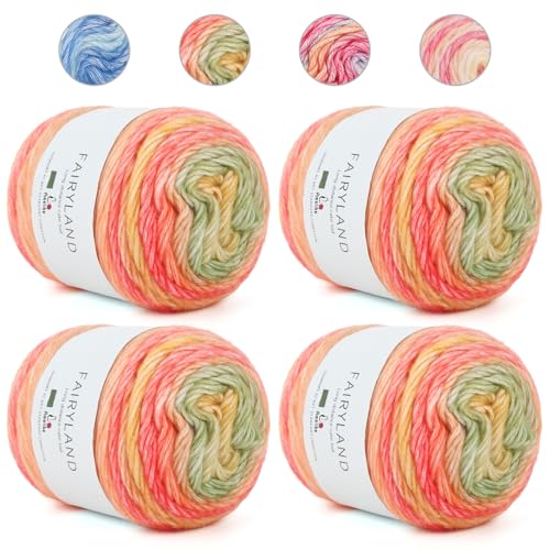Aeelike 400g Farbverlaufsgarn Baumwollgarn zum Häkeln, Ombré Handstrickgarn Rötlich-Grün Aeelike 400g Farbverlaufsgarn Baumwollgarn zum Häkeln, Ombré Handstrickgarn Rötlich-Grün von Aeelike