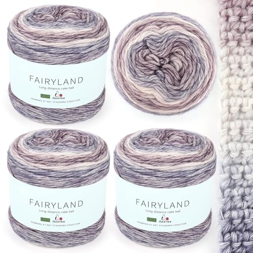 Aeelike 400g Farbverlaufsgarn Wolle zum Stricken, Ombré Handstrickgarn Purpurgrau von Aeelike
