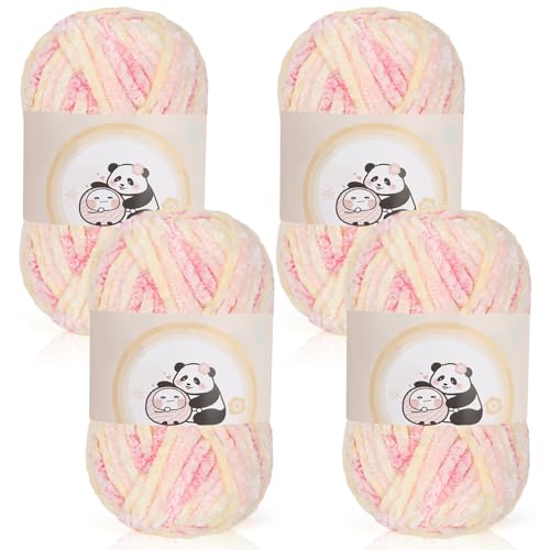 Aeelike 400g Warme Chenille Garn zum Häkeln, Flauschige Dicke Wolle zum Handstricken, Samt Velvet Babywolle zum Stricken, Weich Plüschwolle für Amigurumis Babydecke, Pfirsich Rosa Aeelike 400g Warme Chenille Garn zum Häkeln, Flauschige Dicke Wolle zum Handstricken, Samt Velvet Babywolle zum Stricken, Weich Plüschwolle für Amigurumis Babydecke, Pfirsich Rosa von Aeelike