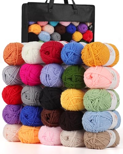 Aeelike Acrylgarn zum Häkeln, Stricken, 25 Farben, weiche Garnknäuel, 1700 m, mehrfarbiges Garn-Set für Bastelarbeiten, Decken und kleine Projekte Aeelike Acrylgarn zum Häkeln, Stricken, 25 Farben, weiche Garnknäuel, 1700 m, mehrfarbiges Garn-Set für Bastelarbeiten, Decken und kleine Projekte von Aeelike