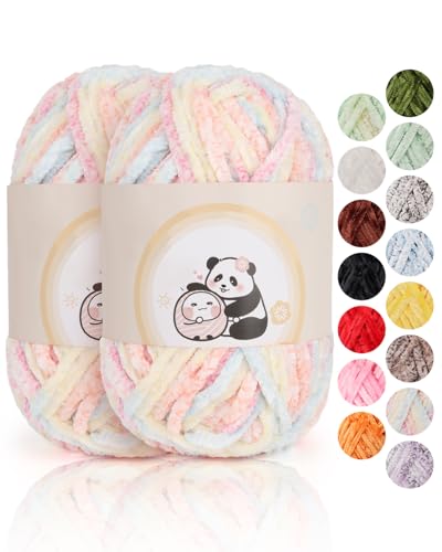 Aeelike Chenille Wolle, 2 x 100 g, Superweichem Häkelgarn für Handweben, Blumen Cluster von Aeelike