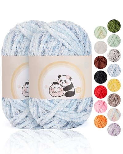 Aeelike Chenille Wolle, 2 x 100 g, Superweichem Häkelgarn für Handweben, Herz des Ozeans Aeelike Chenille Wolle, 2 x 100 g, Superweichem Häkelgarn für Handweben, Herz des Ozeans von Aeelike