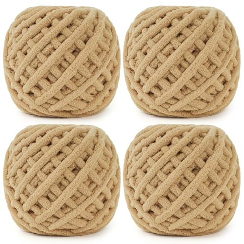 Aeelike Dicke Wolle zum Stricken, 4 x 100g Weiche Baumwollgarn, dicke wolle zum handstricken, Wolle Dickes Garn Flauschig, Chunky Yarn zum Stricken für Decken, Schals, Puppen, Khaki Aeelike Dicke Wolle zum Stricken, 4 x 100g Weiche Baumwollgarn, dicke wolle zum handstricken, Wolle Dickes Garn Flauschig, Chunky Yarn zum Stricken für Decken, Schals, Puppen, Khaki von Aeelike