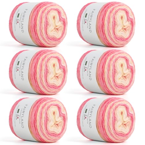 Aeelike Farbverlaufsgarn, 6 Knäuel, Ombré-Garn zum Häkeln, 100 g, 245 m, lebendige Kuchengarne für die Herstellung von bunten Decken, Schals, Mützen, rosa und gelber Farbverlauf Aeelike Farbverlaufsgarn, 6 Knäuel, Ombré-Garn zum Häkeln, 100 g, 245 m, lebendige Kuchengarne für die Herstellung von bunten Decken, Schals, Mützen, rosa und gelber Farbverlauf von Aeelike