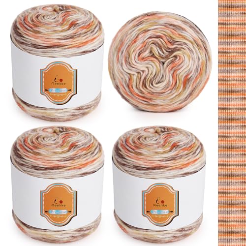 Aeelike 400g Air Wolle mit Farbverlauf, 210m Super leichte Gradient Cupcakes Bobbel, Superweiche Mehrfarbiges Farbverlaufsgarn zum Babydecke Pullover Schal Hüte, Ombré Acryl Wolle, Nachglühen von Aeelike