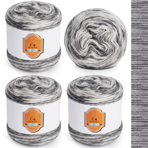 Aeelike 400g Farbverlaufsgarn Baumwollgarn zum Häkeln, 210m Super leichte Gradient Cupcakes Bobbel, Superweiche Mehrfarbiges Strickgarn zum Decke Pullover Schal Hüte, Ombré Handstrickgarn, Panda von Aeelike