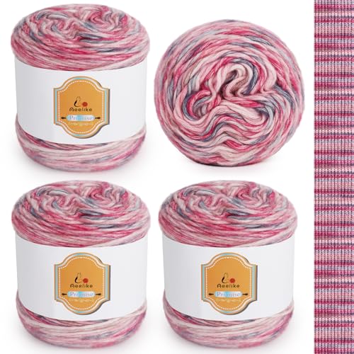 Aeelike 400g Farbverlaufsgarn Baumwolle zum Häkeln, 210m Super leichte Gradient Cupcakes Bobbel, Superweiche Mehrfarbiges Air Wolle zum Babydecke Pullover Schal Hüte, Ombré Knitting Yarn Set Süßzucker von Aeelike