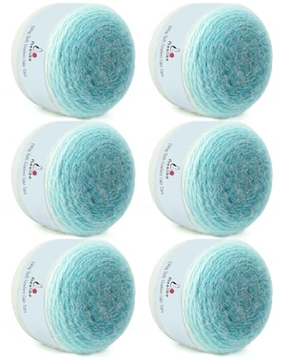 Aeelike Farbverlaufsgarn zum Häkeln, weiches Ombré-Garn mit lebendigen Farben, 6 x 190 g, 400 m, für selbstgemachte Blumensträuße, Decken, Schals, Mützen, frisches Cyan Aeelike Farbverlaufsgarn zum Häkeln, weiches Ombré-Garn mit lebendigen Farben, 6 x 190 g, 400 m, für selbstgemachte Blumensträuße, Decken, Schals, Mützen, frisches Cyan von Aeelike