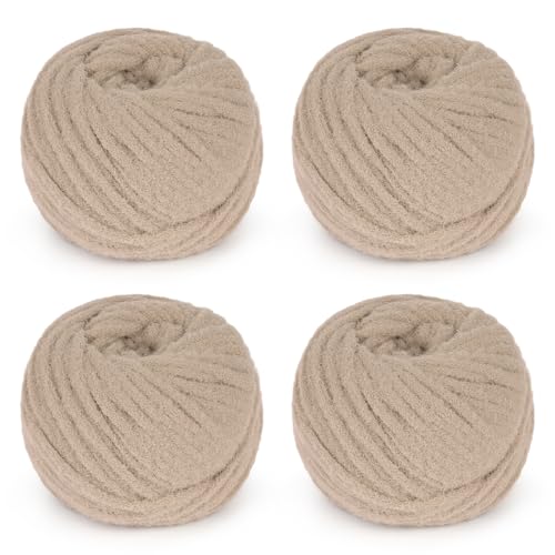 Aeelike Flauschiges Garn zum Häkeln, 4 Knäuel, superweich, #5, sperrige Garne, je 100 g, 50 m, flexibles sperriges Garn für Bastelarbeiten, Decken, Schals, Mützen, Kaffeebraun von Aeelike