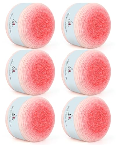 Aeelike Garn zum Häkeln, 6 superweiche Farbverlaufsgarne, 190 g, 400 m, extra große Regenbogengarne, Knäuel für Bastelarbeiten, bunte Deckenschals, Mützen, Kirschblütenrosa Aeelike Garn zum Häkeln, 6 superweiche Farbverlaufsgarne, 190 g, 400 m, extra große Regenbogengarne, Knäuel für Bastelarbeiten, bunte Deckenschals, Mützen, Kirschblütenrosa von Aeelike