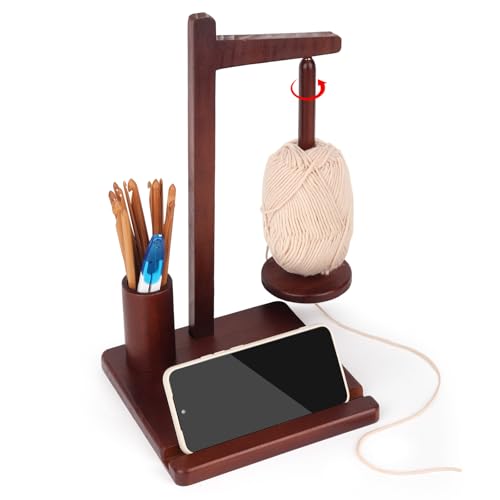 Aeelike Wollabwickler Magnetisch, Wollhalter aus Holz zum Häkeln, Yarn Winder Garnrollenhalter für Häkelliebhaber, Drehbar Garnhalter und Stricken, Praktisch Wollknäuelhalter mit Aufbewahrung, Halter von Aeelike