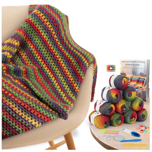 Aeelike Gradient Wool Yarn Blanket Häkelset für Anfänger, Farbe A Aeelike Gradient Wool Yarn Blanket Häkelset für Anfänger, Farbe A von Aeelike