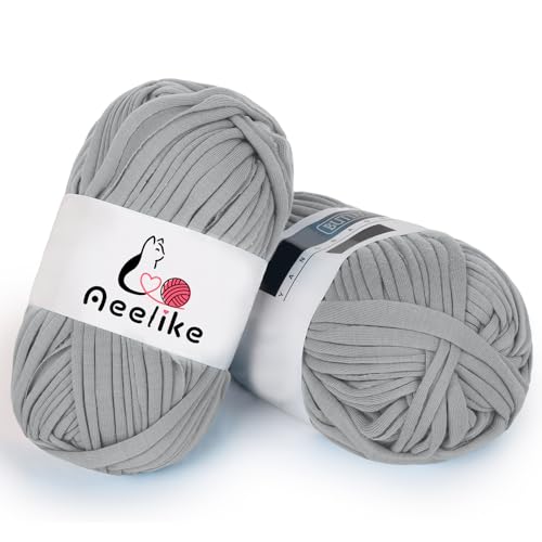 Aeelike Graues T-Shirt-Garn zum Häkeln, 2 x 100 g grobes elastisches Stoff-T-Shirt-Garn für Häkelkorb, Taschen, Handstrickprojekte und DIY-Handwerk Aeelike Graues T-Shirt-Garn zum Häkeln, 2 x 100 g grobes elastisches Stoff-T-Shirt-Garn für Häkelkorb, Taschen, Handstrickprojekte und DIY-Handwerk von Aeelike