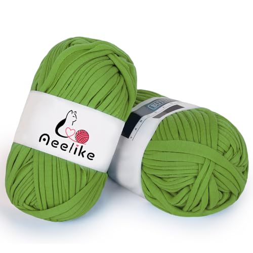Aeelike Grünes T-Shirt-Garn zum Häkeln, 2 x 100 g, grobes elastisches Stofftuch, Stricken, T-Shirt, Häkelgarn, einfaches T-Shirt-Garn zum Häkeln von Taschen, Körben, Stricken und DIY Handwerk Aeelike Grünes T-Shirt-Garn zum Häkeln, 2 x 100 g, grobes elastisches Stofftuch, Stricken, T-Shirt, Häkelgarn, einfaches T-Shirt-Garn zum Häkeln von Taschen, Körben, Stricken und DIY Handwerk von Aeelike