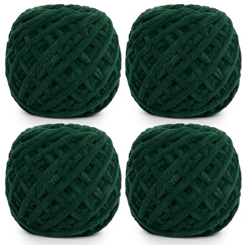 Aeelike Häkelgarn Chunky Green, 4 x 100g Weiche Strickwolle Dicke für Anfänger, Chunky Wolle für Häkeldecke, Schals, Pullover, handgefertigte Taschen und Plüschprojekte, Dunkelgrünes Flauschiges Aeelike Häkelgarn Chunky Green, 4 x 100g Weiche Strickwolle Dicke für Anfänger, Chunky Wolle für Häkeldecke, Schals, Pullover, handgefertigte Taschen und Plüschprojekte, Dunkelgrünes Flauschiges von Aeelike