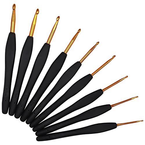 Aeelike Häkelnadel Set, 9 Stück Klassisch Schwarz Häkelnadeln Set mit Weich-Griff und Goldener Aluminium-Häkelkopf für Arthritische Hände, 9 Größen 2 mm-6 mm Häkeln & Stricken für Wolle Garn DIY Aeelike Häkelnadel Set, 9 Stück Klassisch Schwarz Häkelnadeln Set mit Weich-Griff und Goldener Aluminium-Häkelkopf für Arthritische Hände, 9 Größen 2 mm-6 mm Häkeln & Stricken für Wolle Garn DIY von Aeelike
