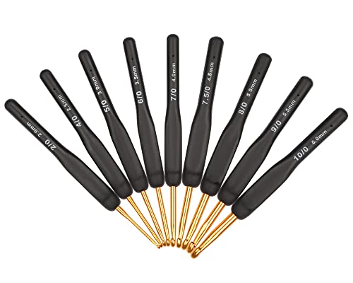 Aeelike Häkelnadel-Sets für Anfänger, ergonomisches Häkelnadel-Set für arthritische Hände, Metall-Häkelnadeln, einfacher Griff, weicher Gummigriff, 9 Stück, UK-Größe, Reise-Häkelnadel-Set mit Etui von Aeelike
