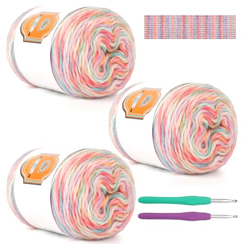 Aeelike Kuchengarn zum Häkeln, 3 Knäuel, Farbverlaufsgarn, 100 g, 193 m, superweiches Ombré-Garn, für bunte Deckenschals, Mützen, Regenbogen-Farbverlauf Aeelike Kuchengarn zum Häkeln, 3 Knäuel, Farbverlaufsgarn, 100 g, 193 m, superweiches Ombré-Garn, für bunte Deckenschals, Mützen, Regenbogen-Farbverlauf von Aeelike