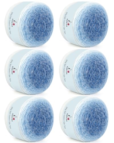 Aeelike Kuchengarn zum Häkeln, extra großes Farbverlaufsgarn, 6 x 190 g, 400 m, 71 % Acryl, 29 % Nynon, superweiche Ombré-Garne für die Herstellung von bunten Deckenschals, Mützen, Fantasy-Blau Aeelike Kuchengarn zum Häkeln, extra großes Farbverlaufsgarn, 6 x 190 g, 400 m, 71 % Acryl, 29 % Nynon, superweiche Ombré-Garne für die Herstellung von bunten Deckenschals, Mützen, Fantasy-Blau von Aeelike