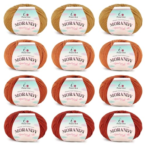 Aeelike Merinowolle Garn zum Stricken und Häkeln, 600 g weiche Baby-Merinowolle zum Häkeln von Decke und Spielzeug, Orangetöne - Häkelgarn-Sets für Anfänger Aeelike Merinowolle Garn zum Stricken und Häkeln, 600 g weiche Baby-Merinowolle zum Häkeln von Decke und Spielzeug, Orangetöne - Häkelgarn-Sets für Anfänger von Aeelike